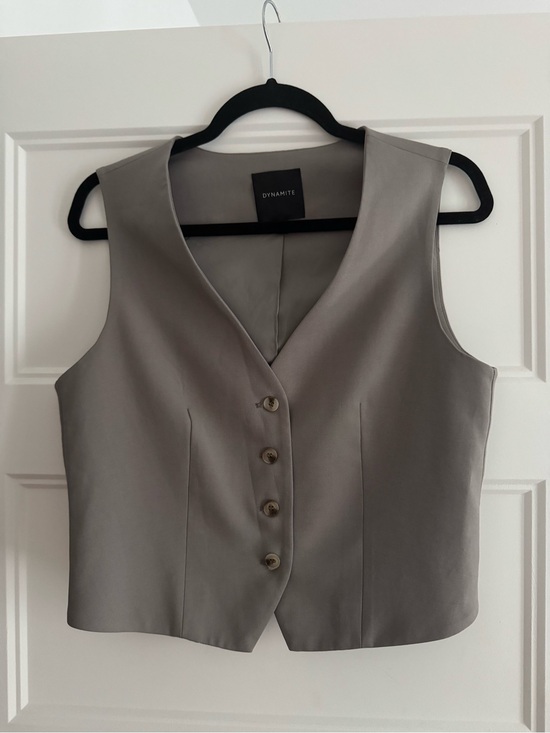 Dynamite Jackets & Blazers - Dynamite Sleek Gray Button Vest